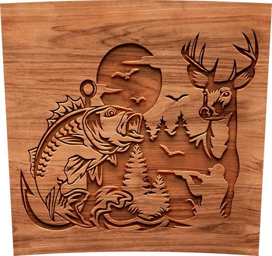 WOOD LOOK BASS AND FISH