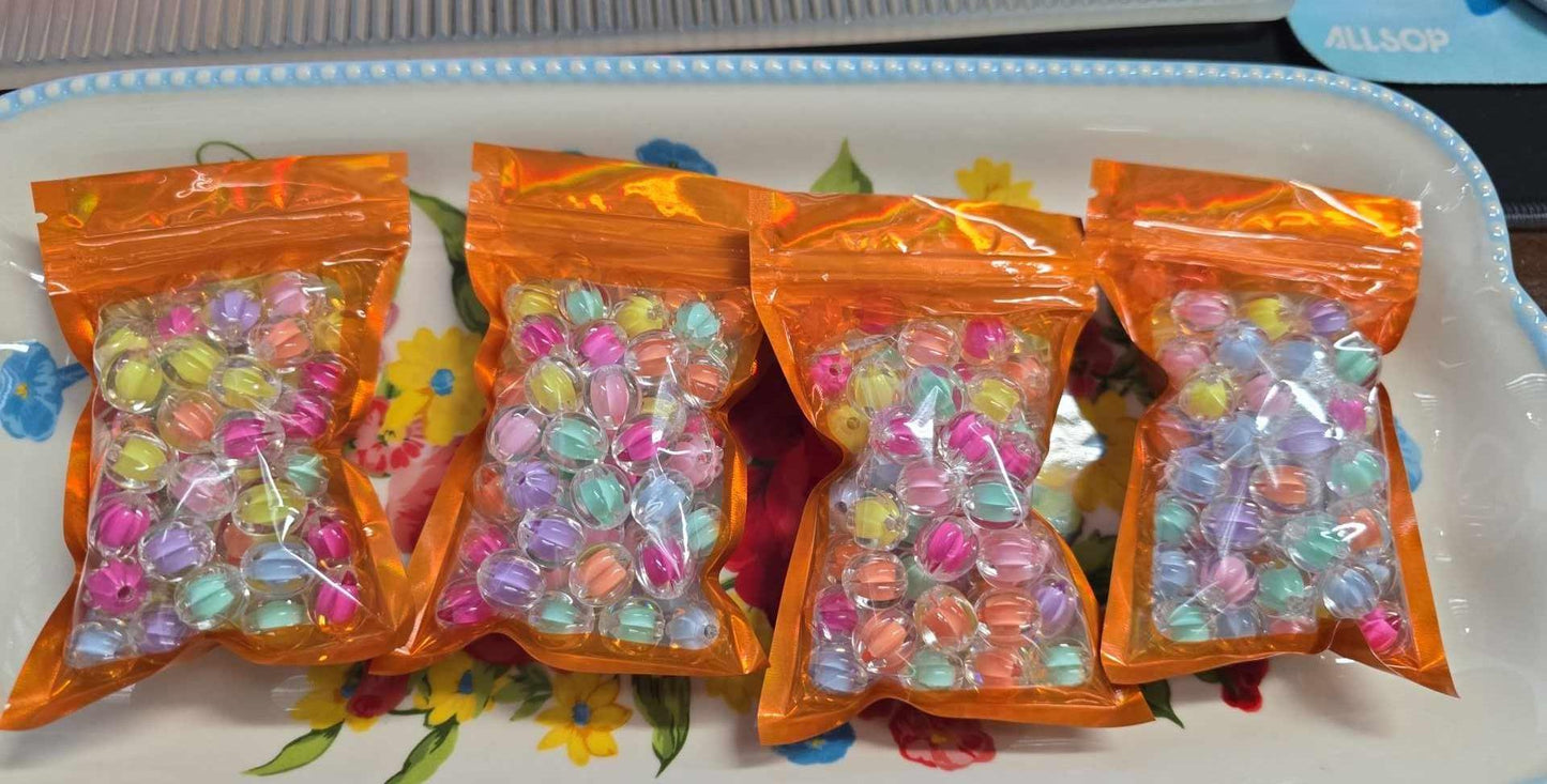 12 MM CLEAR PUMPKIN BEADS