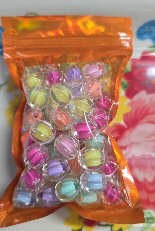 12 MM CLEAR PUMPKIN BEADS