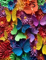 MULTICOLORED FLORAL AND BUTTERFLY