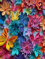MULTICOLORED FLORAL AND BUTTERFLY