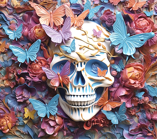 3D SKULLS & BUTTERFLIES