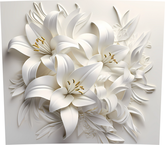 3D WHITE STARGAZER LILLIES WRAP
