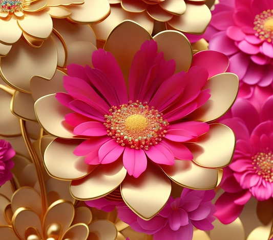 3D PINK AND GOLD BLOOMS