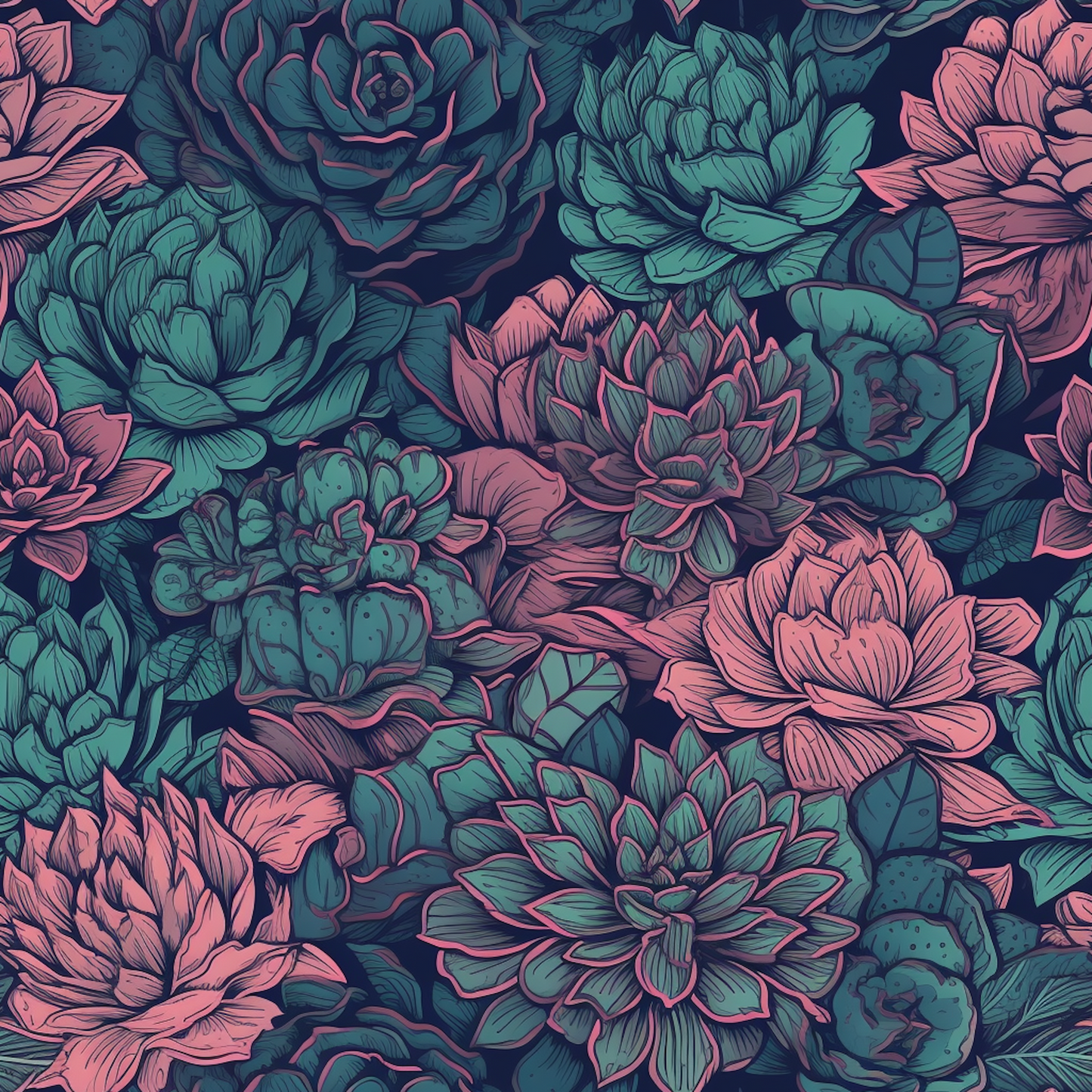 PINK AND BLUE SUCCULENTS