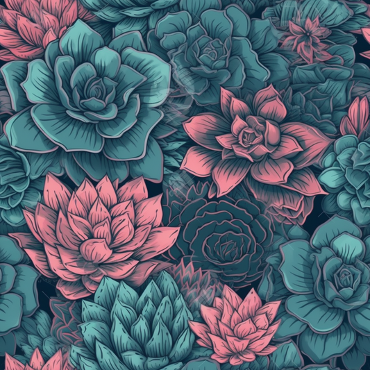 PINK AND BLUE SUCCULENTS