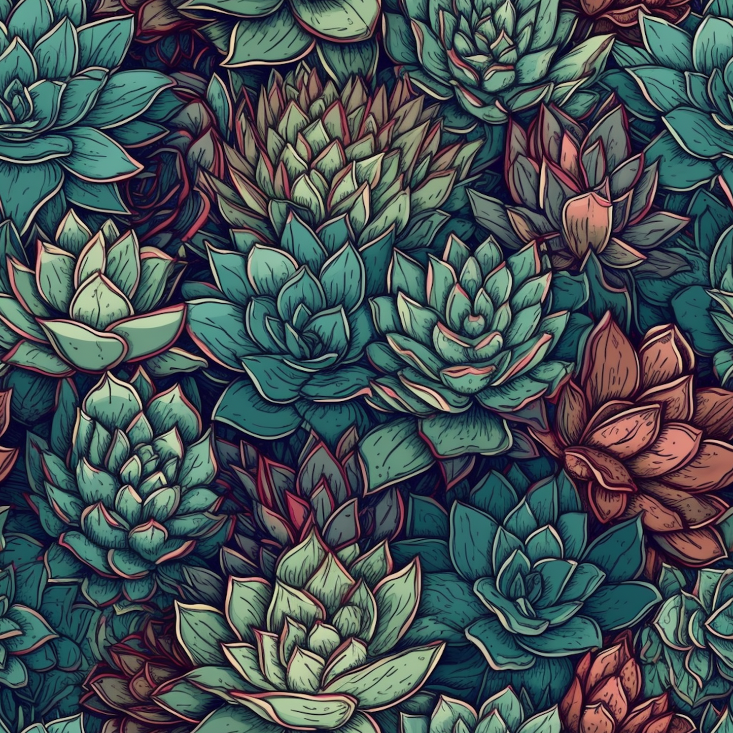 PINK AND BLUE SUCCULENTS