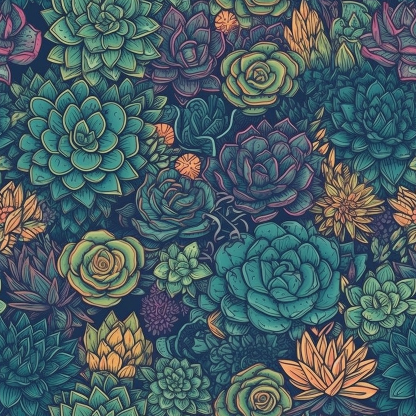 PINK AND BLUE SUCCULENTS