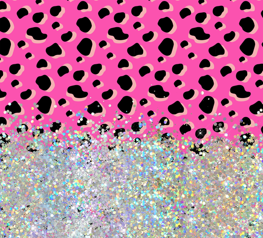 HOT PINK PRINT CUP GLITTER PEN/CUP COMBO