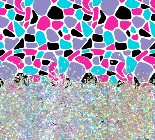 MULTI COLORED PRINT CUP GLITTER PEN/CUP COMBO