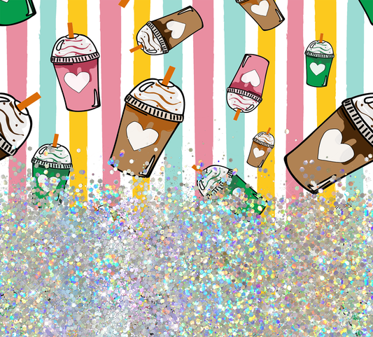 ICED COFFEE CUP GLITTER PEN/CUP COMBO