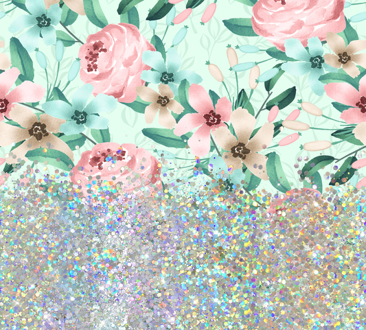 FLORAL GLITTER PEN/CUP COMBO