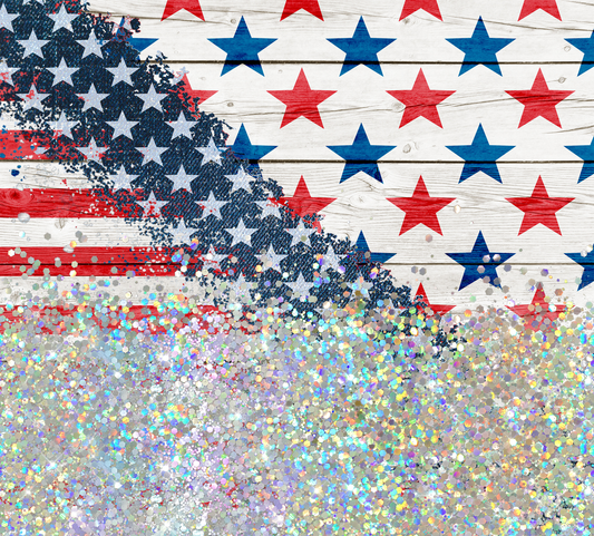 AMERICAN FLAG PRINT CUP GLITTER PEN/CUP COMBO