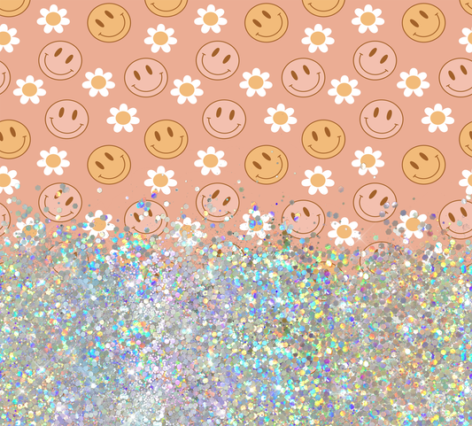 RETRO SMILEY FACE CUP GLITTER PEN/CUP COMBO