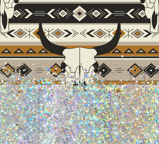 COW SKULL GLITTER PEN/CUP COMBO