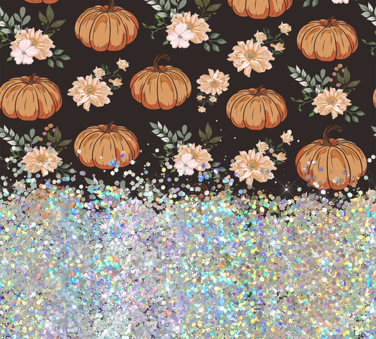RUSTIC PUMPKIN FLORAL GLITTER PEN/CUP COMBO