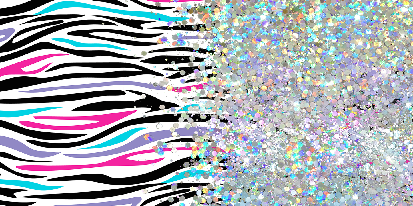 ZEBRA MULTI COLORED PRINT CUP GLITTER PEN/CUP COMBO