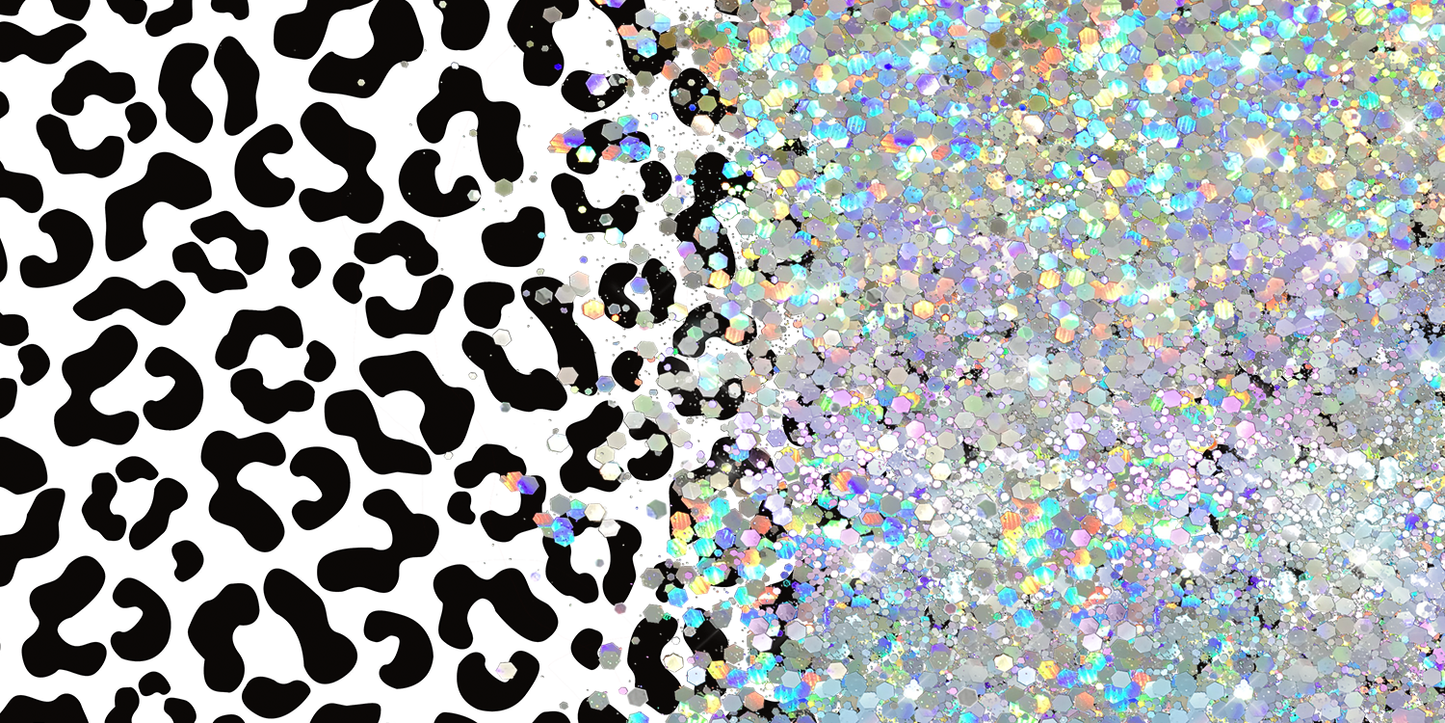 BLACK LEOPARD PRINT GLITTER PEN/CUP COMBO
