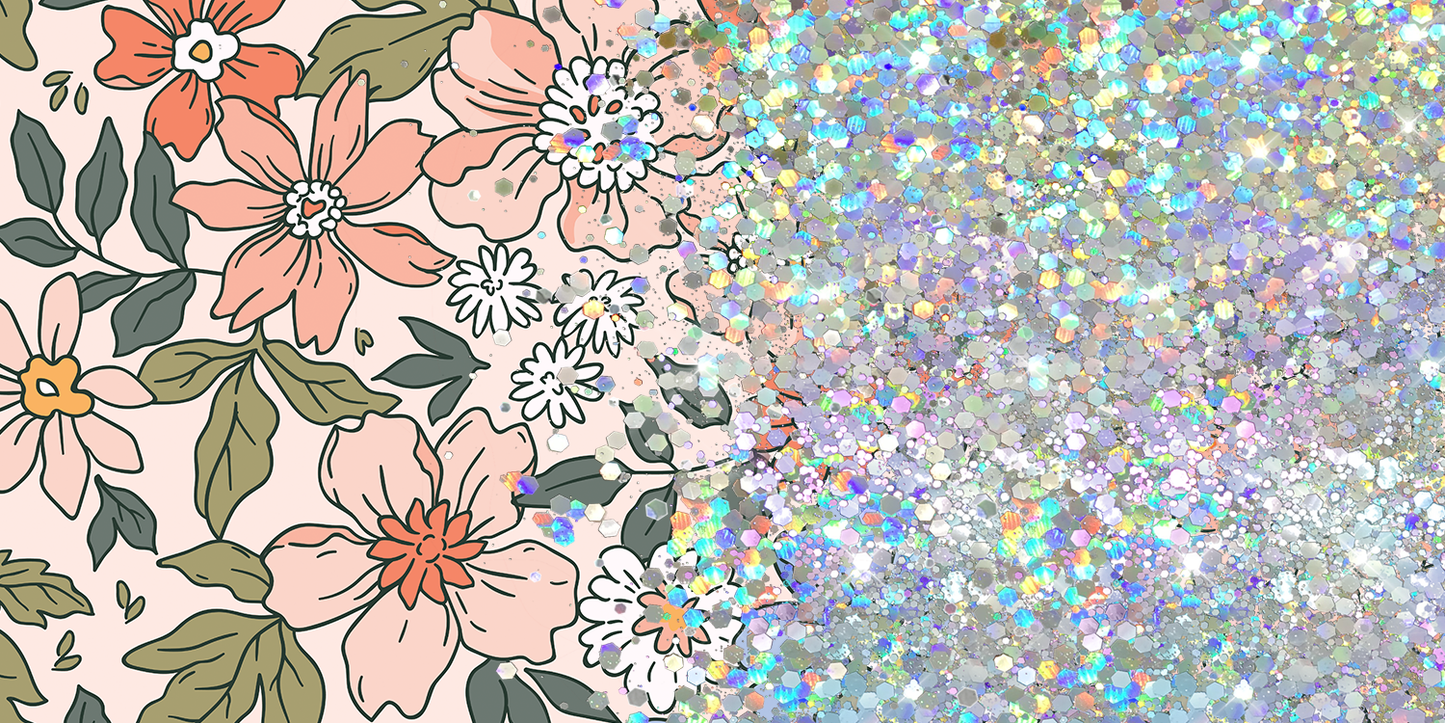 BOHO FLORAL GLITTER PEN/CUP COMBO