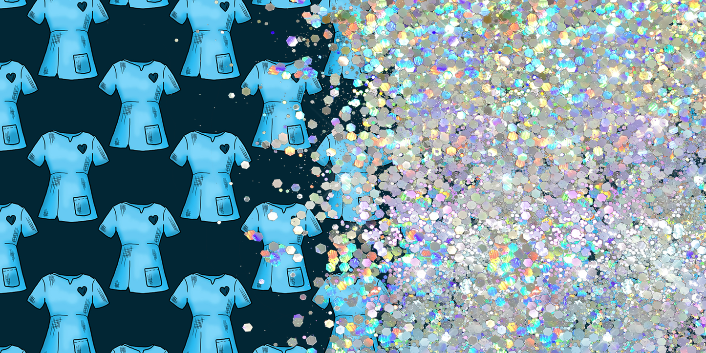 BLUE SHIRT PRINT CUP GLITTER PEN/CUP COMBO