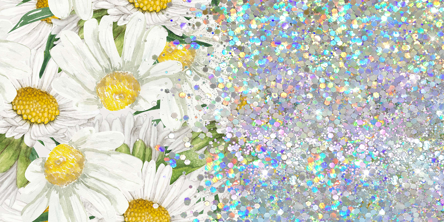 DAISY PRINT CUP GLITTER PEN/CUP COMBO