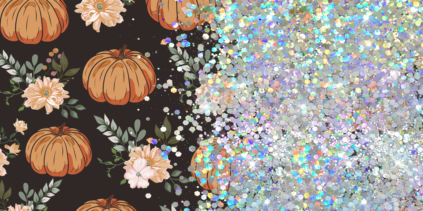 RUSTIC PUMPKIN FLORAL GLITTER PEN/CUP COMBO