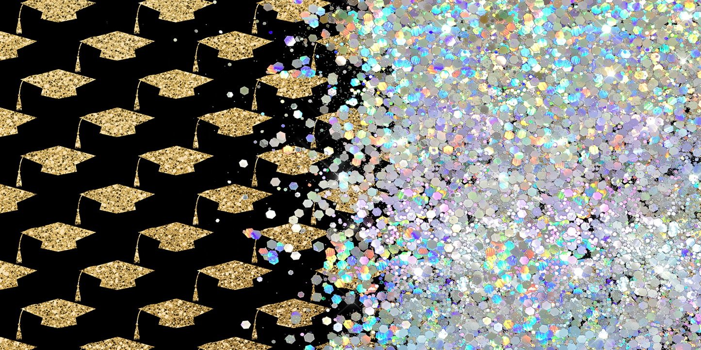 GOLD GRADUATION CAPS WITH GLITTER PEN/CUP COMBO