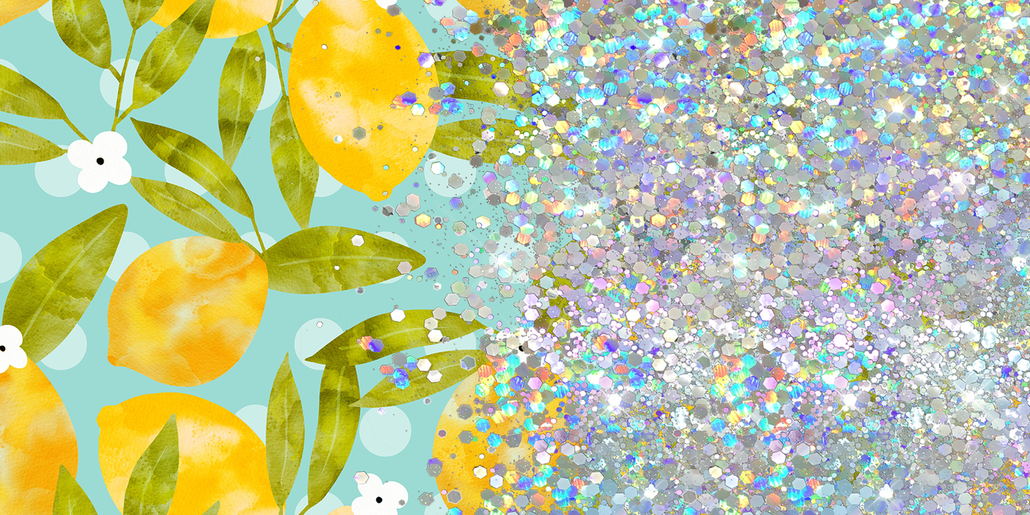 LEMON GLITTER PEN/CUP COMBO