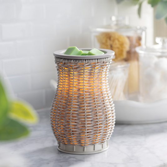 GRAY WASHED WICKER ILLUMINATION FRAGRANCE WARMER