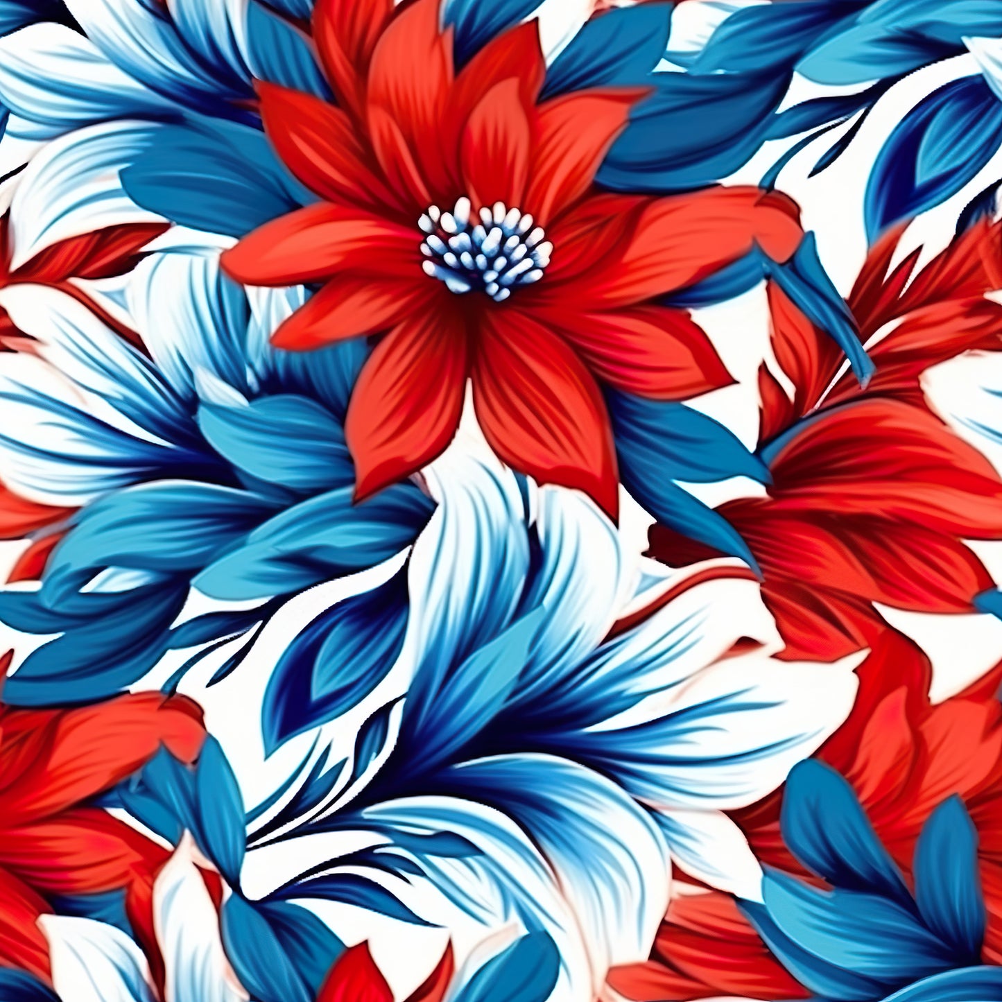 RED WHITE AND BLUE BLOSSOMS