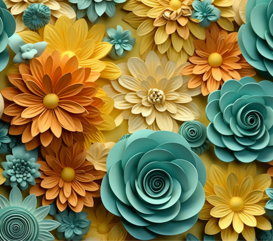 YELLOW AND TURQUOISE FLORAL