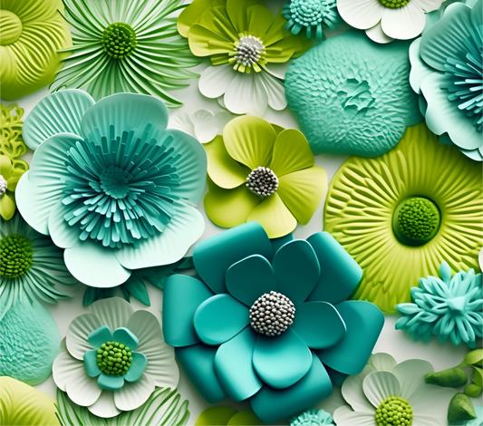 3D MINT GREEN BLOSSOMS