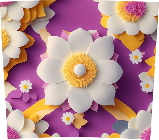 3D PURPLE AND YELLOW FLORAL