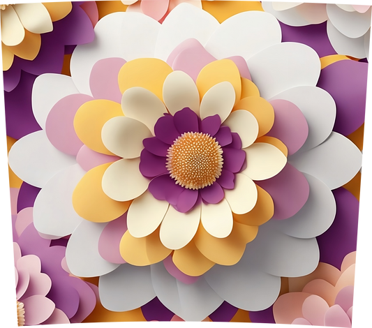 3D PURPLE YELLOW AND WHITE BLOOM