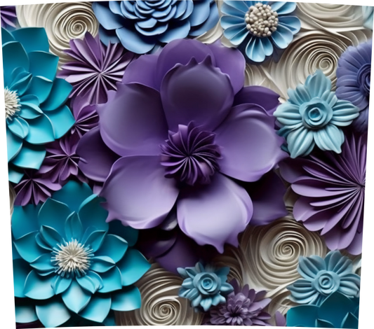 3D PURPLE AND BLUE FLORAL