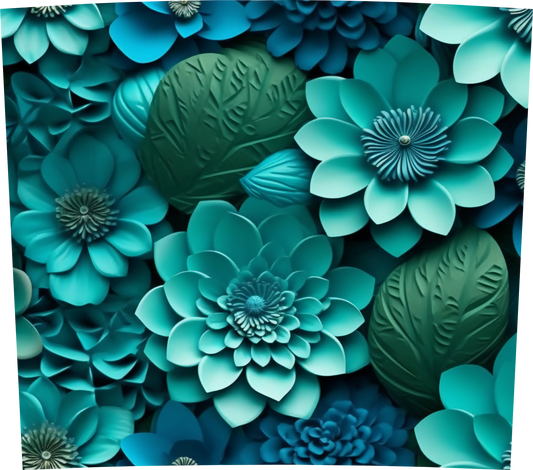 TURQUOISE AND GREEN FLORAL