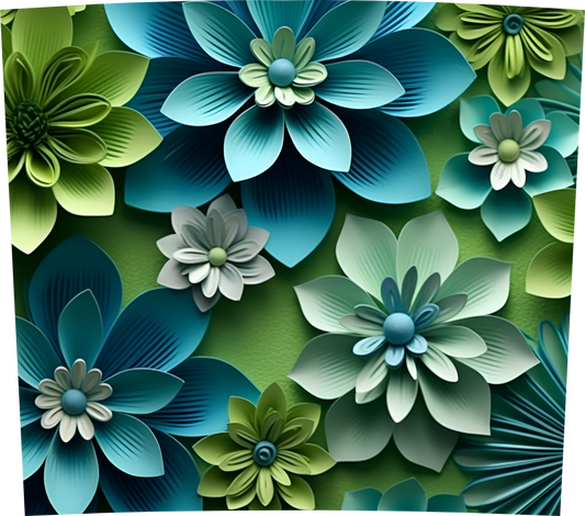 3D GREEN AND BLUE FLORAL