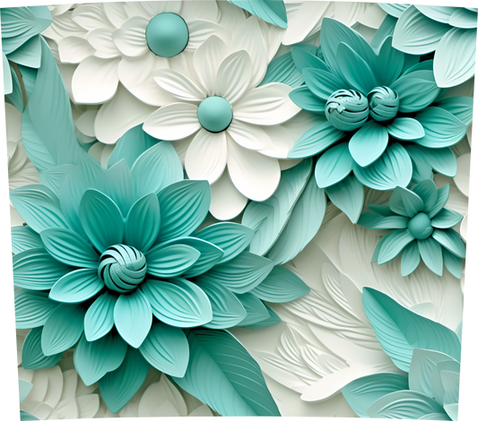 TURQ AND WHITE FLORAL