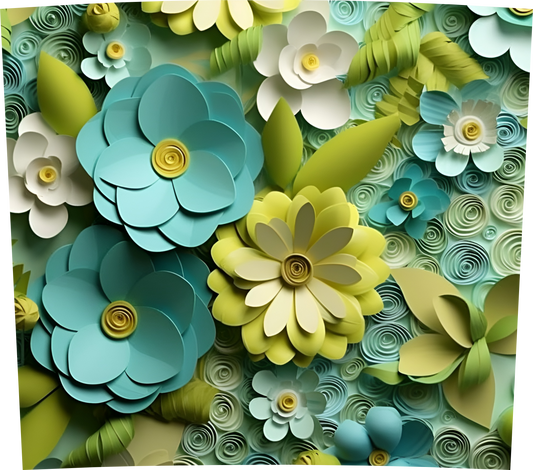 3D BLUE AND GREEN FLOWERS