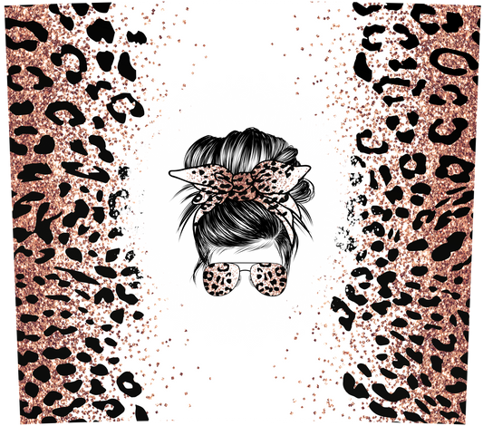 Copper Glitter MOM Leopard Print