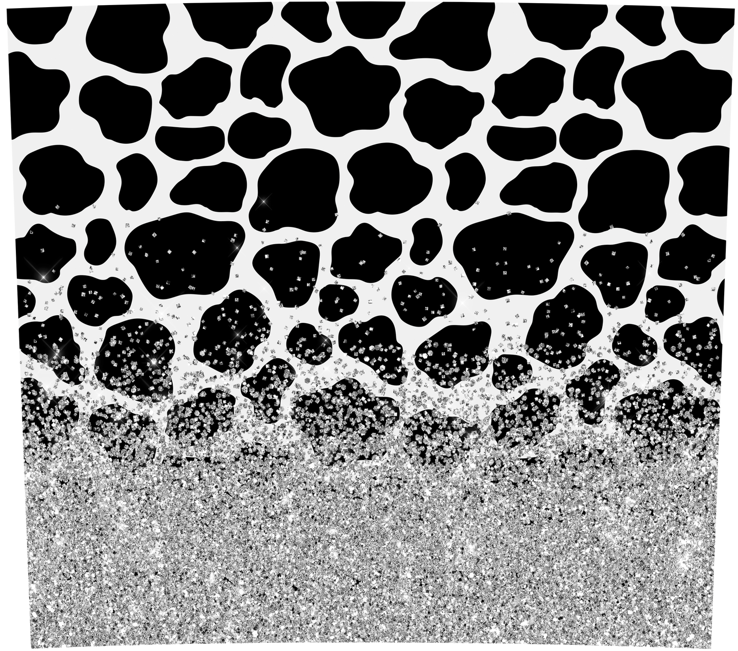 Animal Cow Print with Silver Glitter base