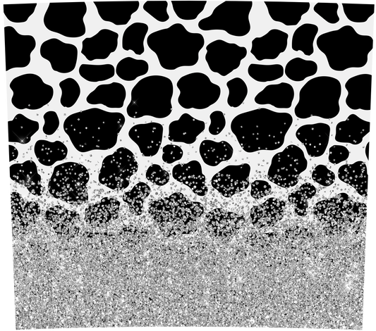 Animal Cow Print with Silver Glitter base