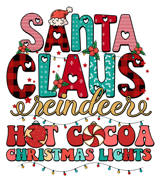 SANTA CLAUS REINDEER HOT COCOA CHRISTMAS LIGHTS