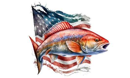 REDFISH WITH AMERICAN FLAG