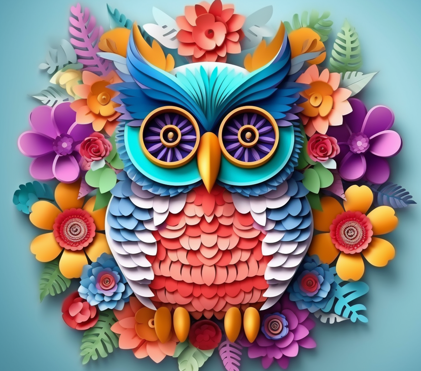 3D COLORFUL OWLS