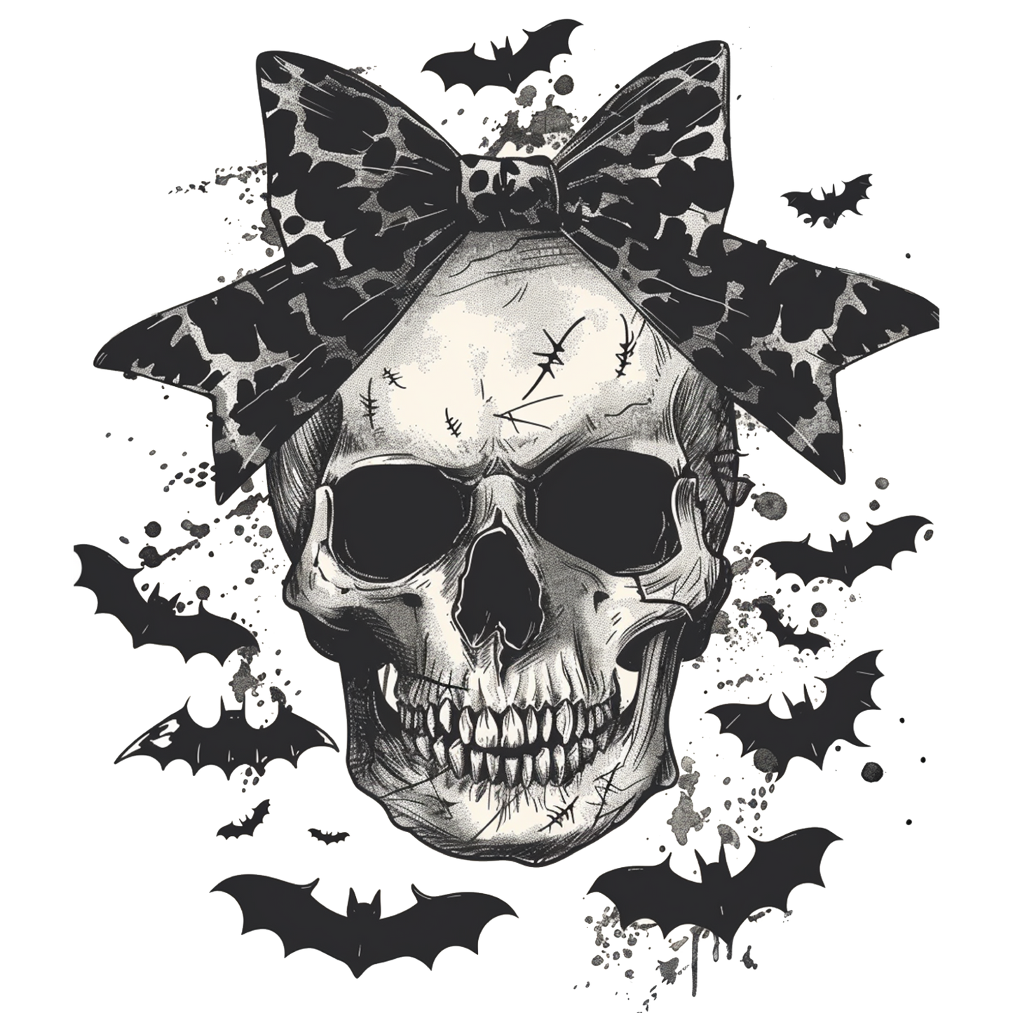 GIRLY SKULL WITH BATS