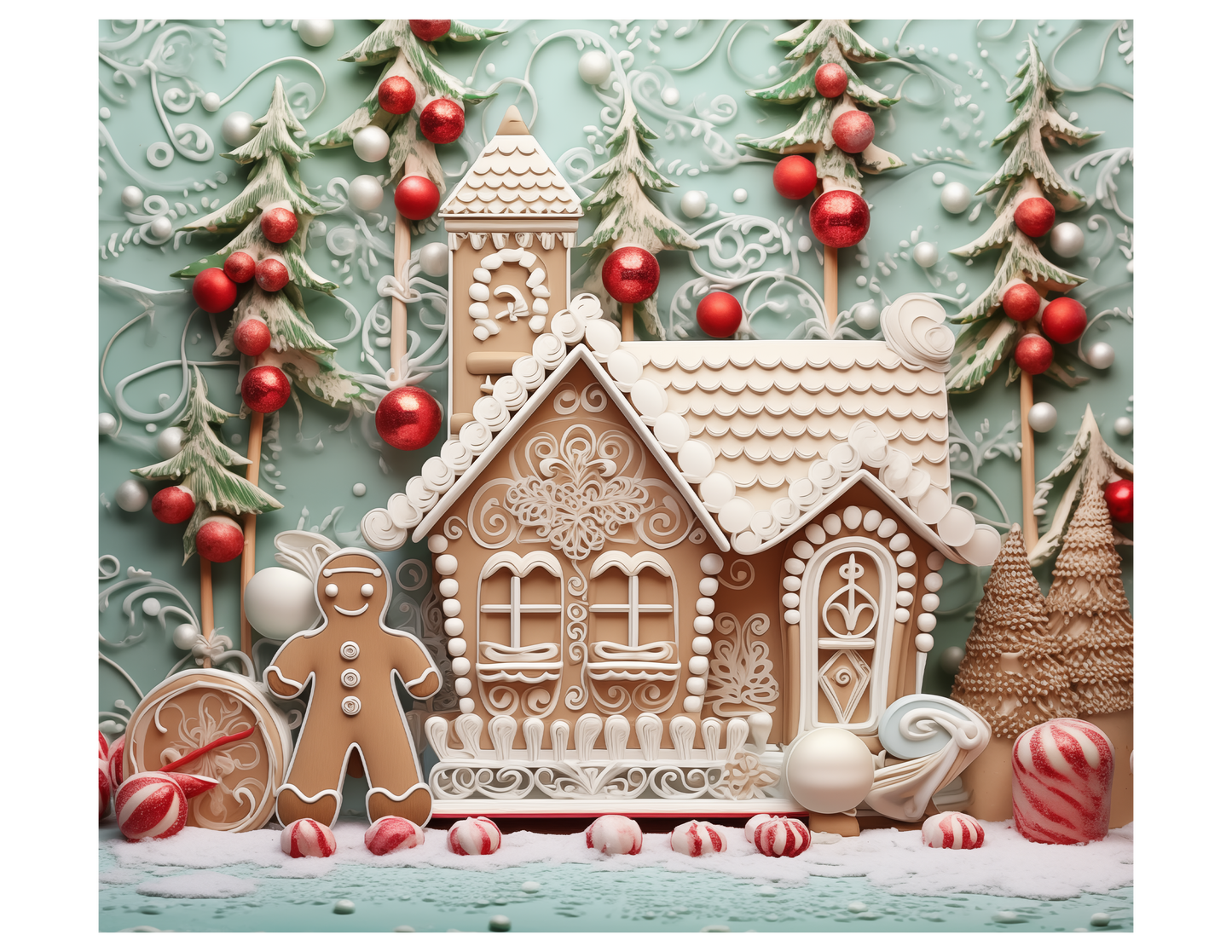 GINGERBREAD HOUSE WITH GINGERBREAD MAN