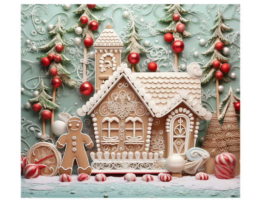 GINGERBREAD HOUSE WITH GINGERBREAD MAN