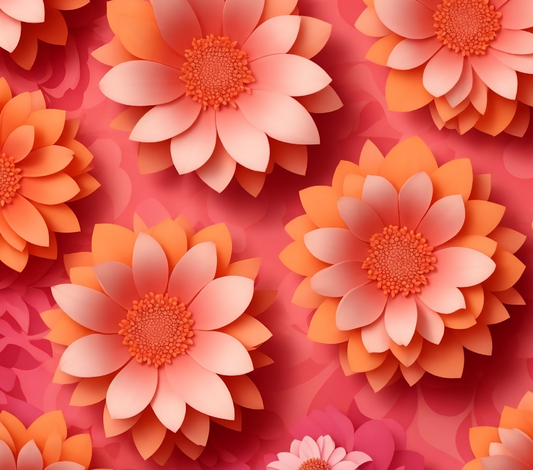 3D PINK AND ORANGE FLOWERS