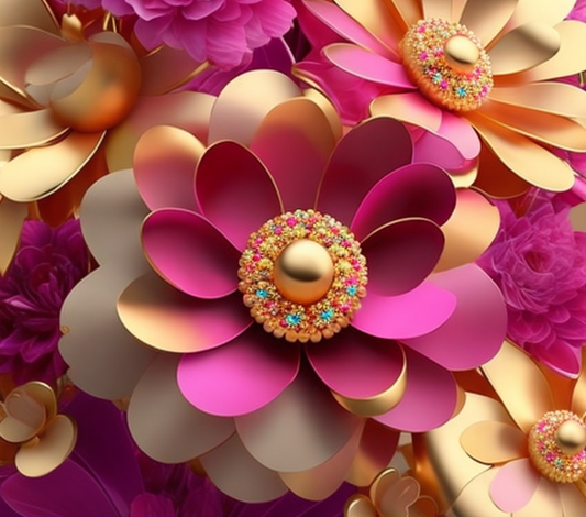 3D PINK AND GOLD BLOOMS